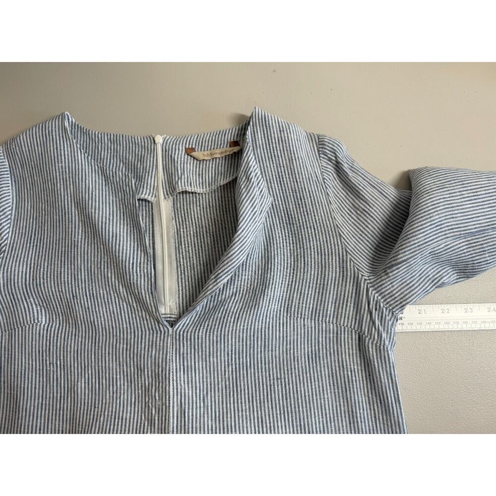 Soft Surroundings 100% Linen Getaway Striped Tunic Top Sz Small Pockets Coastal - Picture 8 of 11